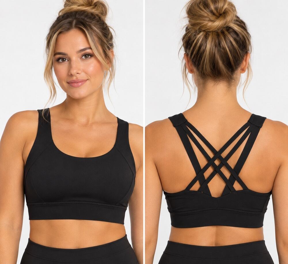 Rae Mode Black Crisscross Back Sports Bra – Size Small